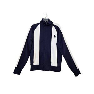 VTG Polo Ralph Lauren Track Jacket Colorblock Men's Large Full Zip Blue White